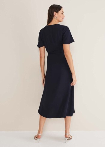 Phase Eight Julissa Ruffle Wrap Dress Navy Australia | TZ0518326